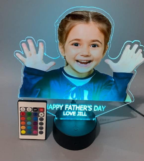 16 Your Custom Picture Photo UV Printed on Premium Acrylic In The Shape of Your Photo Night Light Up LED Personalized