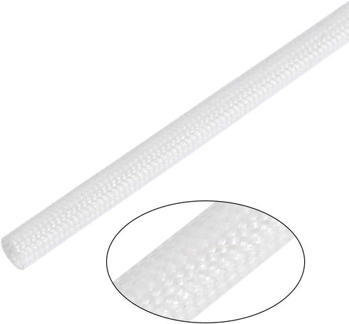 uxcell Silicone Rubber Fiberglass Insulation Retardant - Self-extinguishing Sleeving 5mmx5M White