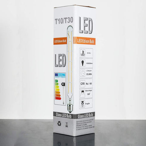 Leools 4 Pack Vintage LED Filament Bulb T300, 6W Dimmable T10 Edison Light Bulb, 2700K Warm White Clear Glass