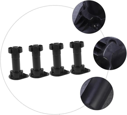4pcs Adjustable Furniture Support Legs Black Plastic Sofa Cabinet Feet Height Extendable Sofa Legs for Table Tv Stand