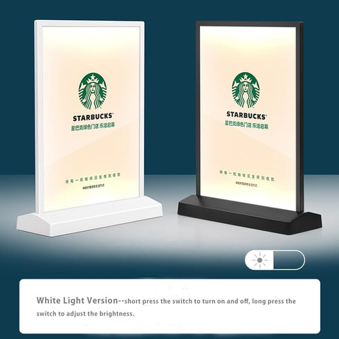 A4 LED Sign Holder Clear Sign Holder with LED Light Box, Table Menu Display Stand with Color Lights LED Menu Board