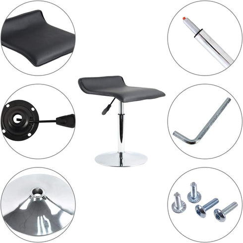 FURWOO Counter Short Square PU Leather Office Chair Height Adjustable Mini Stool for SPA Salon Stool Small Black