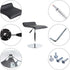 FURWOO Counter Short Square PU Leather Office Chair Height Adjustable Mini Stool for SPA Salon Stool Small Black