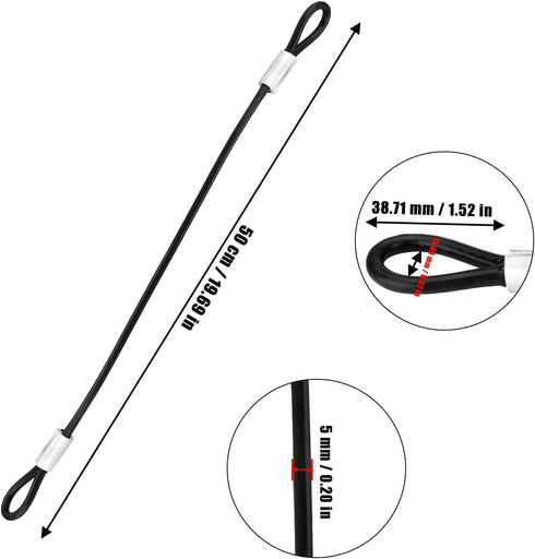 4 Pcs Stainless Steel Wire Cable with Loops, 20 Inch Vinyl Coated Wire Rope for Outdoor Travel