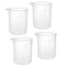 YOKIVE 4 Pcs Plastic Graduated Beaker, Clear White Liquid Measuring Cup for Lab, Kitchen, Daily Use