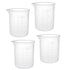 YOKIVE 4 Pcs Plastic Graduated Beaker, Clear White Liquid Measuring Cup for Lab, Kitchen, Daily Use