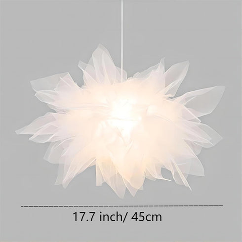 17.7 Inch Stacked Tulle Pendant Light, Modern Style Fabric Hanging Light, Pendant Lamp for DiningRoom, Living Room