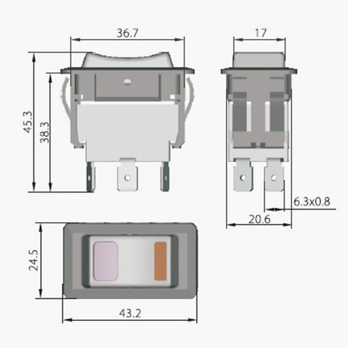 KEDU HY60B 125/250V 20/15A 6 Pins Rocker Switch ON-Off-ON Push Button Switches for Industrial Electric Power Tools