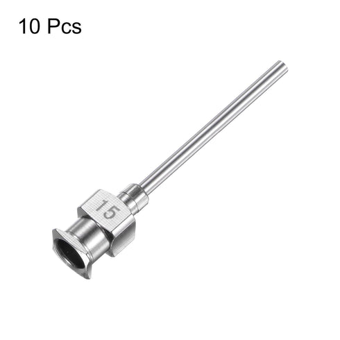 10pcs 15Gauge Stainless Steel Dispensing Needles, 1" All Metal Blunt Tips for Lab Use