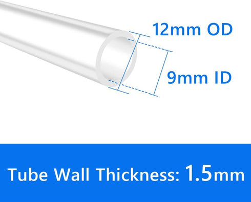 9mm 12mm (9.84 Quickun Pure Silicone Tubing, ID x OD High Temp Food Grade Tube Pure Silicone Hose Tube for Home