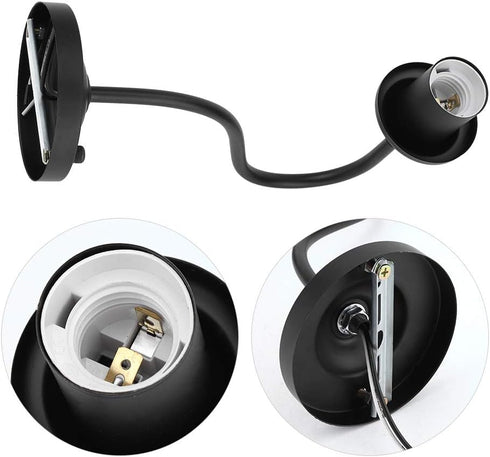 E27 90 250V Hilitand Sconce Iron Lamp Wall Sconce Light Sock Black to for Dining Room, Bedroom, Cafe, Bar, Garden