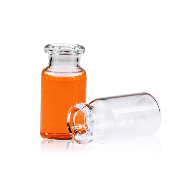 20 mm Borosilicate Glass Headspace Vial, 10 ml Capacity, Flat Bottom, Beveled Finish, 22.5x46 mm, Pack of 100