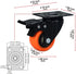 Casters, 2" Caster Wheels, Orange Polyurethane Castors, Top Plate Swivel Wheels, Casters Set of 4, Locking Casters for Furniture and Workbench, Heavy Duty Casters, 4 Pack Casters with Brake