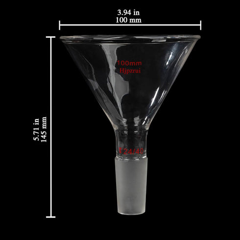 Glass Funnel, Short Stem Powder Funnel with 100 mm Top Diameter and 24/40 Inner Joint Filter Funnel for Lab