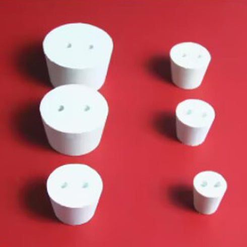 stonylab Solid Rubber Stoppers with Dual-Hole, 5-Pack Air-Tight 8# Natural Rubber Stoppers Lab Seal for Chemical Experiments