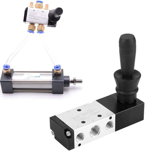 Pneumatic Manual Control Valve 5 Port 3 Position Hand Lever Valve, 0~0.8Mpa, Compact Size, Good Sealing Performance