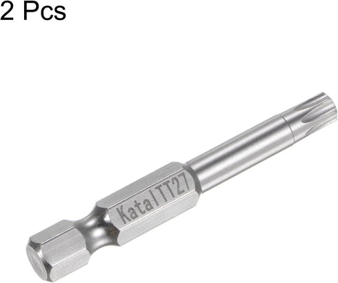TT27 Star 7 Point Screwdriver Bit 1/4" Hex Shank 2" Length Magnetic Security Torx Power Tool, 2pcs