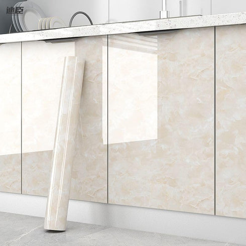 Yancorp 16"x120" Cream White Contact Paper, Removable Wallpaper Peel and Stick for Waterproof Marble Countertops,