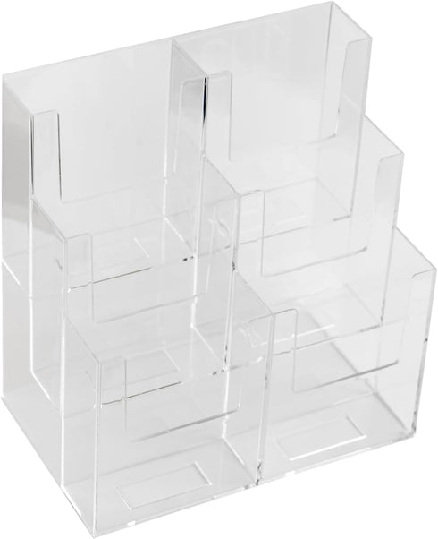 Dazzling Displays Acrylic Stand 3 Tier, 6 Pocket for 4 by 9 Material, Clear Countertop Organizer Tray