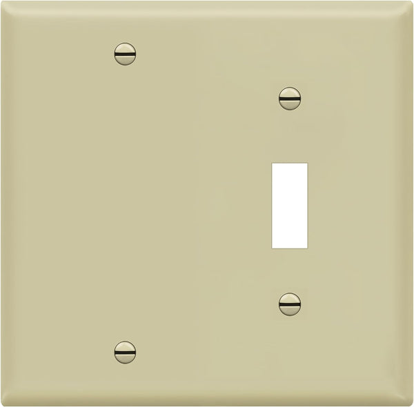 ENERLITES 2-Gang Combination Wall Plate, Blank Device/Toggle Switch, Standard Size, Ivory, Polycarbonate Thermoplastic