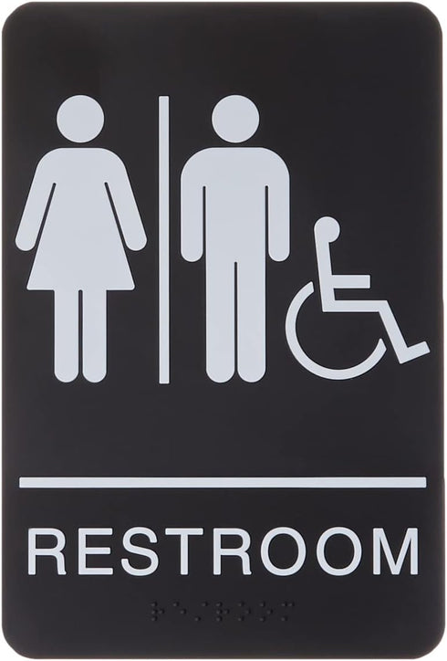 Headline Sign 9007 ADA Wheelchair Accessible Restroom Sign, 6 x 9 Inches, Black/White, Made in USA