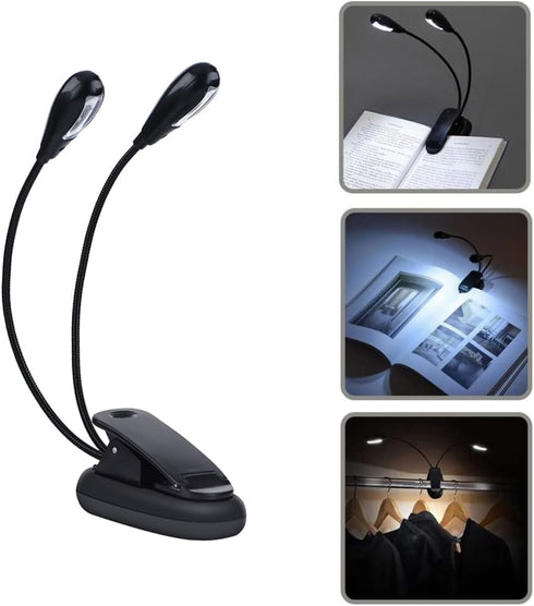 360Flexible Joyzan Music Stand Light, Clip on LED Book Lights Dual Arm Rechargeable Reading Lamp Eye Cared Gooseneck