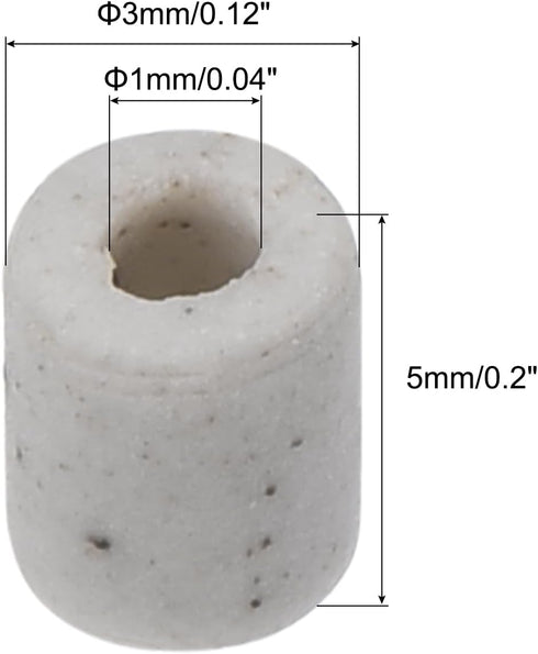 200pcs 0.04x0.12x0.2" MECCANIXITY Ceramic Tube Insulated Electronic Wire Bundle Protection Heat Insulation Tube