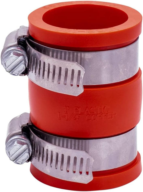 Fernco 1056-100 1-in. Flexible PVC Pipe Coupling for Plastic and Copper Plumbing Connections