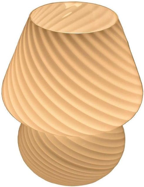 LongTN Translucent Table Mushroom Lamp Italian Style Modern Striped Glass Bedside Lamps Desk Light, Used for Baby Home