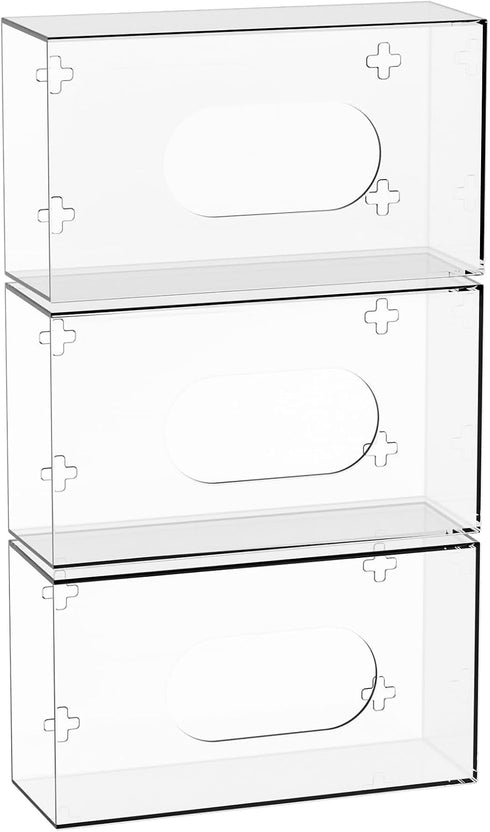 Yieach 3 Pack Acrylic Glove Holder for Wall Mount With Adhesive,No-Drill Latex Glove Box & Dispenser,Disposable Medical