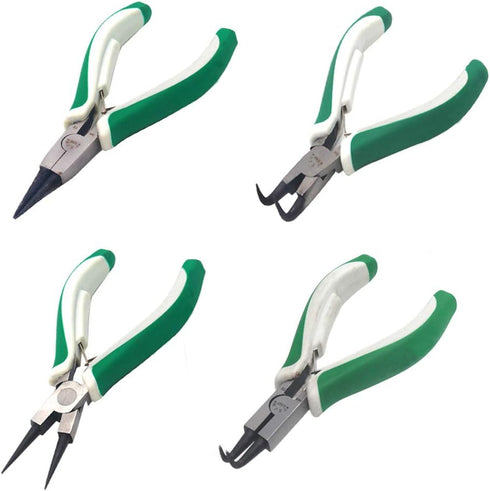 4 Pcs Heavy Duty Mini Snap Ring Pliers Set - External/Internal Circlip Pliers with Straight/Bent Jaw for Ring Remover