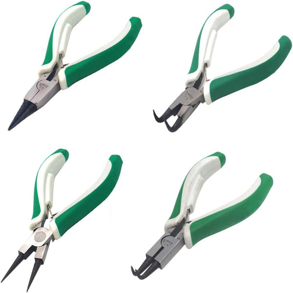 4 Pcs Heavy Duty Mini Snap Ring Pliers Set - External/Internal Circlip Pliers with Straight/Bent Jaw for Ring Remover