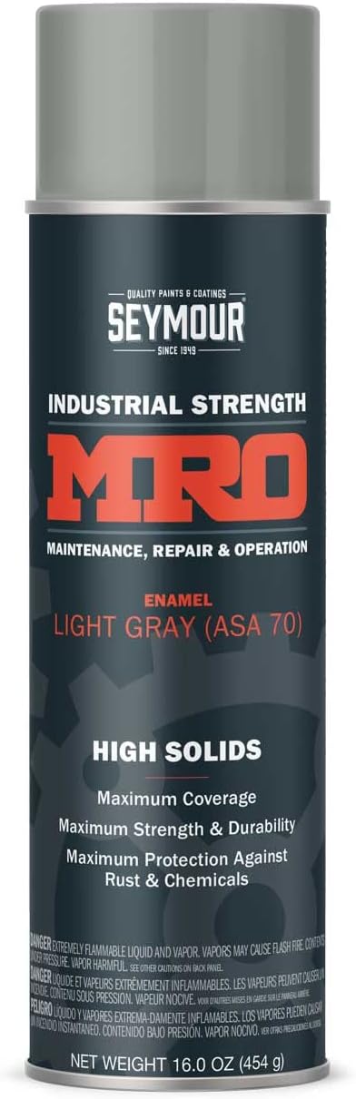 SEYMOUR 620-1418 Industrial MRO High Solids Spray Paint, Light Machinery Gray 16 Ounce