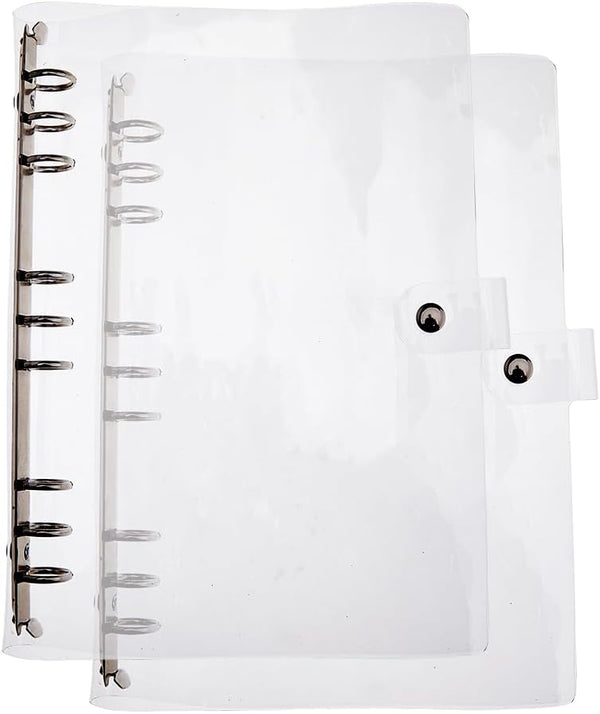 SUPERFINDINGS 2PCS Clear B5 Notebook Binder, PVC Plastic Covers, 9-Ring Loose Leaf Binder, Clear Protector