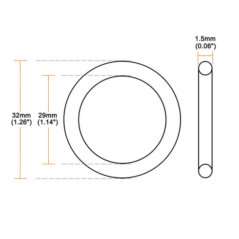 uxcell Silicone O-Rings, 32mm OD 29mm ID 1.5mm Width VMQ Seal Gasket for Pipe Repair, White, Pack of 10