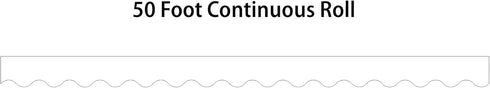 Teacher Created Resources White Scalloped Rolled Border Trim - 50ft for Decorating Bulletin Boards, Walls, Desks, and