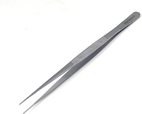 Stainless Steel High Precision Forceps with Fine Strong Straight Serrated Point for Scientific Use, 8 Inch