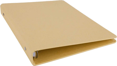 Blank A5 Kraft Paper Hardcover Binder, 6-Holes Round Ring Protector for Notebook, School Office Stationery Organizer