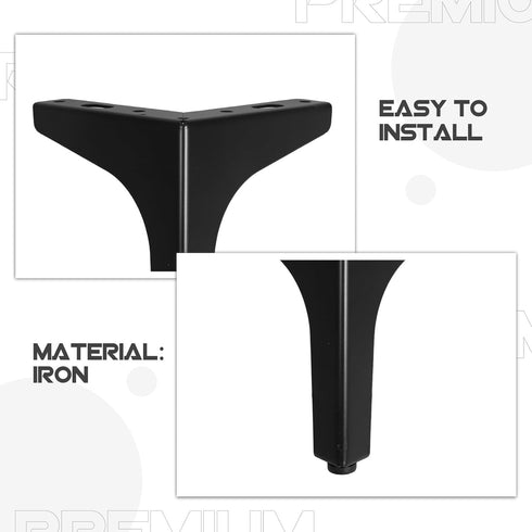 IMUSINICE 13cm 2pcs Metal Furniture Triangle Legs Black Metal Sofa Replacement Feet for Coffee Table Tv Stand Bedside