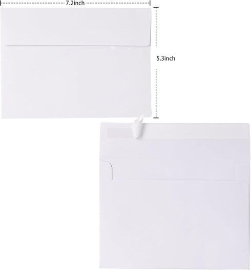 White Envelopes, 50 Pack, 5 x 7 Inch A7 Envelopes, Large Wedding, Invitation, Greeting Card Mailing Envelopes