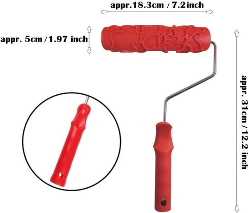 7" DIY Decorative Patterned Paint Roller - Rubber Roller for Wall Treatments and Furniture Decoration