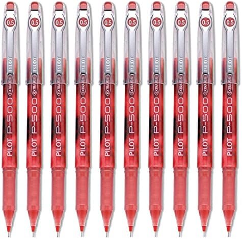 Pilot Precise P-500 Gel Rolling Ball Pen, Extra Fine, 10 Pens in Red Color