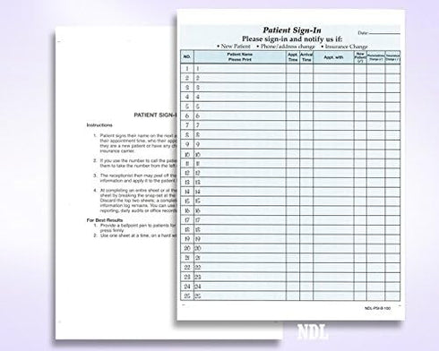 3-Part 25 Sets, 625 NextDayLabels Patient Sign-in Sheets - HIPAA Compliant, Carbonless NCR Forms - Labels