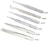 Precision Plastic Tweezers Kit - Plastic Anti static Tweezers Set Pickup Craft Electronics DIY Repair Tool - White - 6Pcs