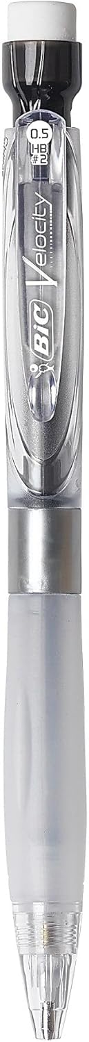 BIC Velocity Max Pencil, 0.5 mm, HB (#2), Black Lead, Gray Barrel, 2-Pack