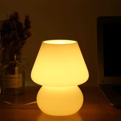 BSOD Mushroom lamp,Glass Mushroom Bedside Table Lamp Translucent Murano Vintage Style Striped