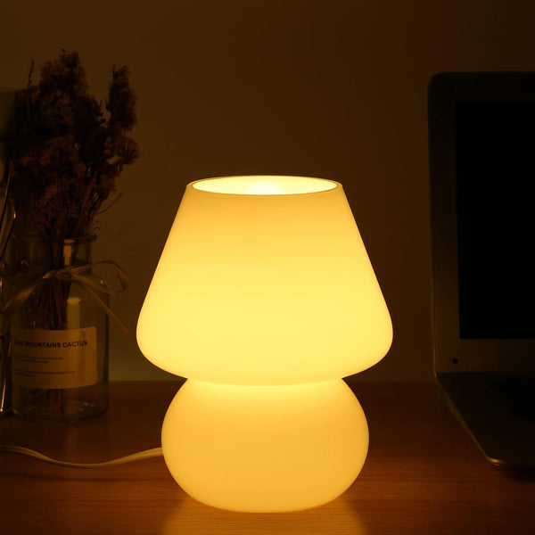 BSOD Mushroom lamp,Glass Mushroom Bedside Table Lamp Translucent Murano Vintage Style Striped