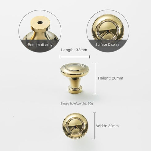 SANCHAKOU 2Pcs Brass Kitchen Cabinet Knobs Brass Wardrobe Handle Chrome Bedside Table Drawer Cabinet Door Handle Round
