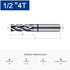 1/2" Carbide Square End Mill 4 Flute - CNC Router Bit for Aluminum, Steel, Brass - 1/2" Shank, 1-1/4" Cut, High