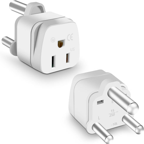 South Africa Travel Plug Adapter, 3 Prong Safe Grounded USA to Type M for Botswana, Nepal, Pakistan, Namibia, White